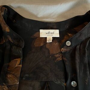 Wilfred Black and Brown Floral Silk Blouse